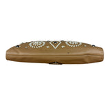 Prada Vintage Camel Leather Embroidery Clutch