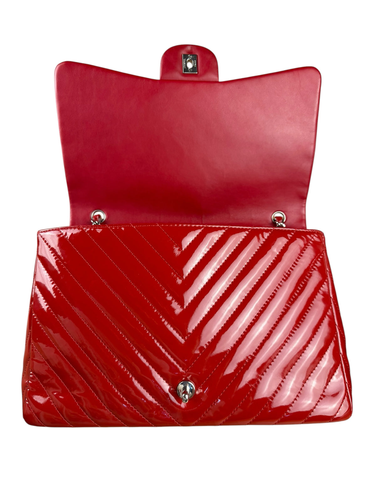 Chanel Red Patent Chevron Jumbo Flap 2010