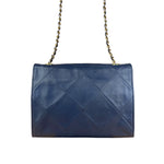 Chanel Navy Leather Diamond Stitch Flap Bag 1988