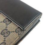 Gucci Black Leather Trim GG Flap Long Wallet
