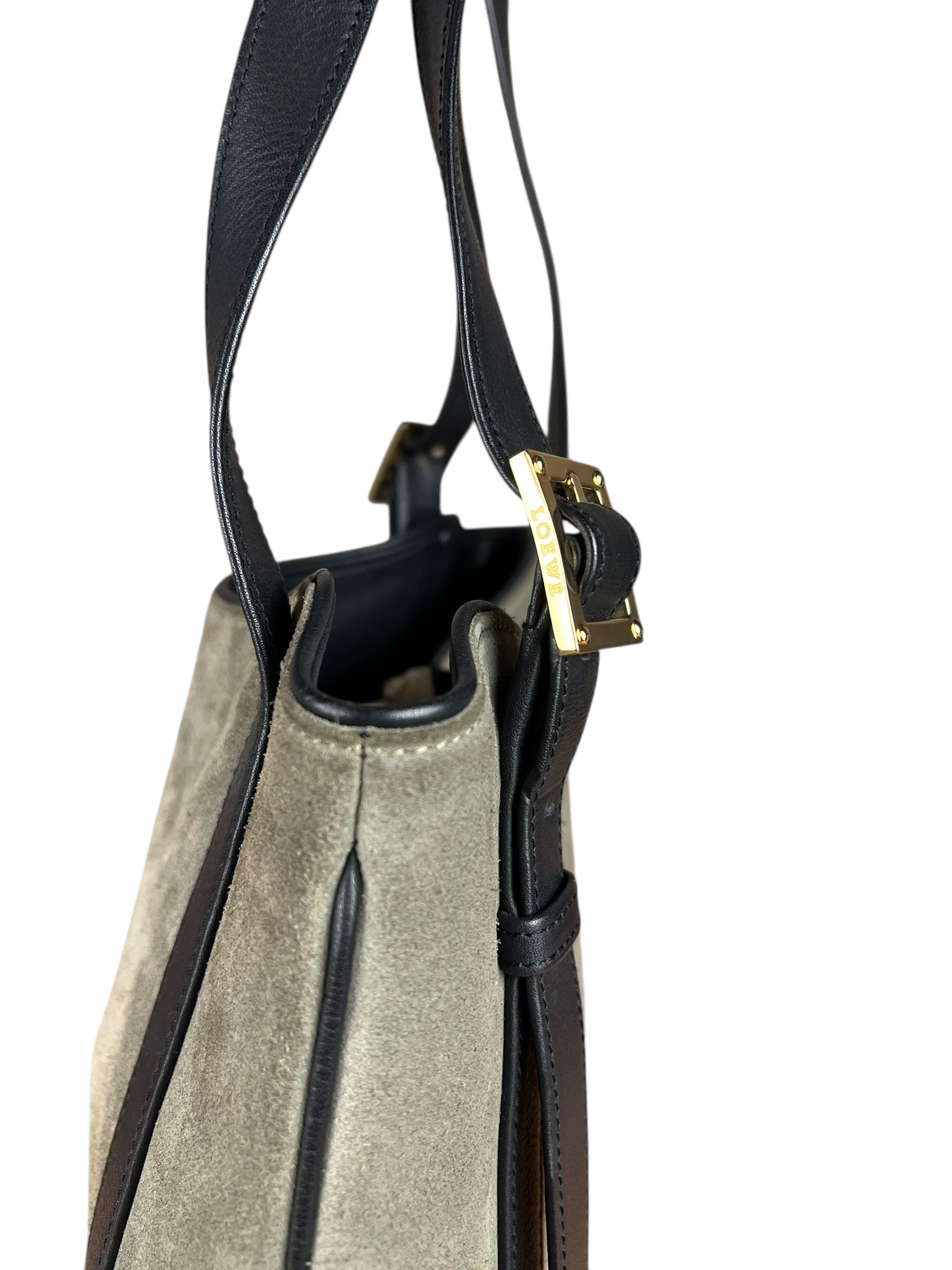 Loewe Suede Anagram Shoulder Tote Olive