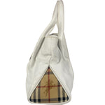 Burberry White Leather Bamboo Cinch Tote