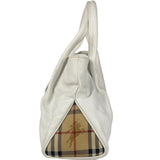 Burberry White Leather Bamboo Cinch Tote