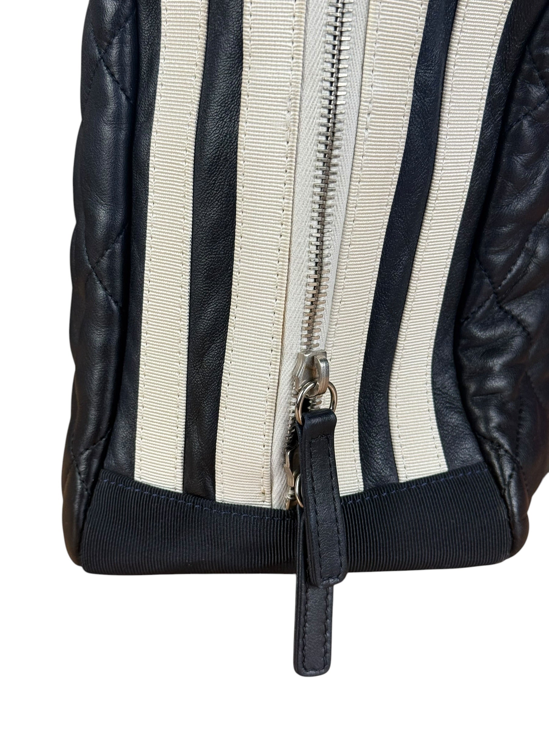 Chanel Navy Quilted Leather Lido Chain Shoulder Tote 2009