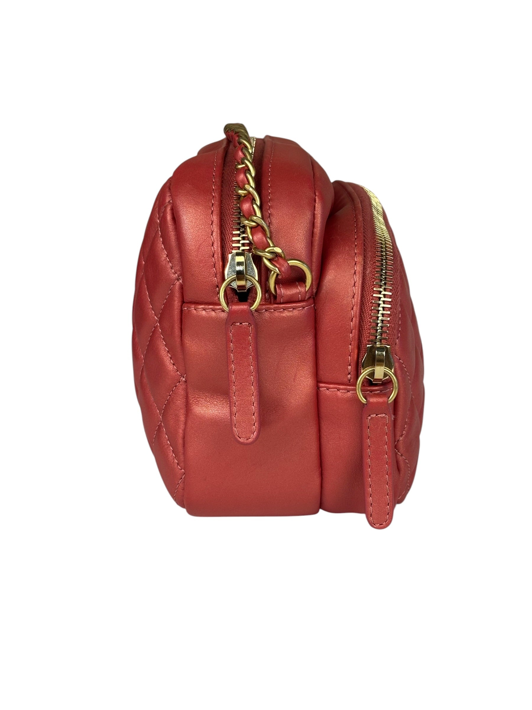 Chanel Pink Satin/Leather Trim Camera Bag 2019