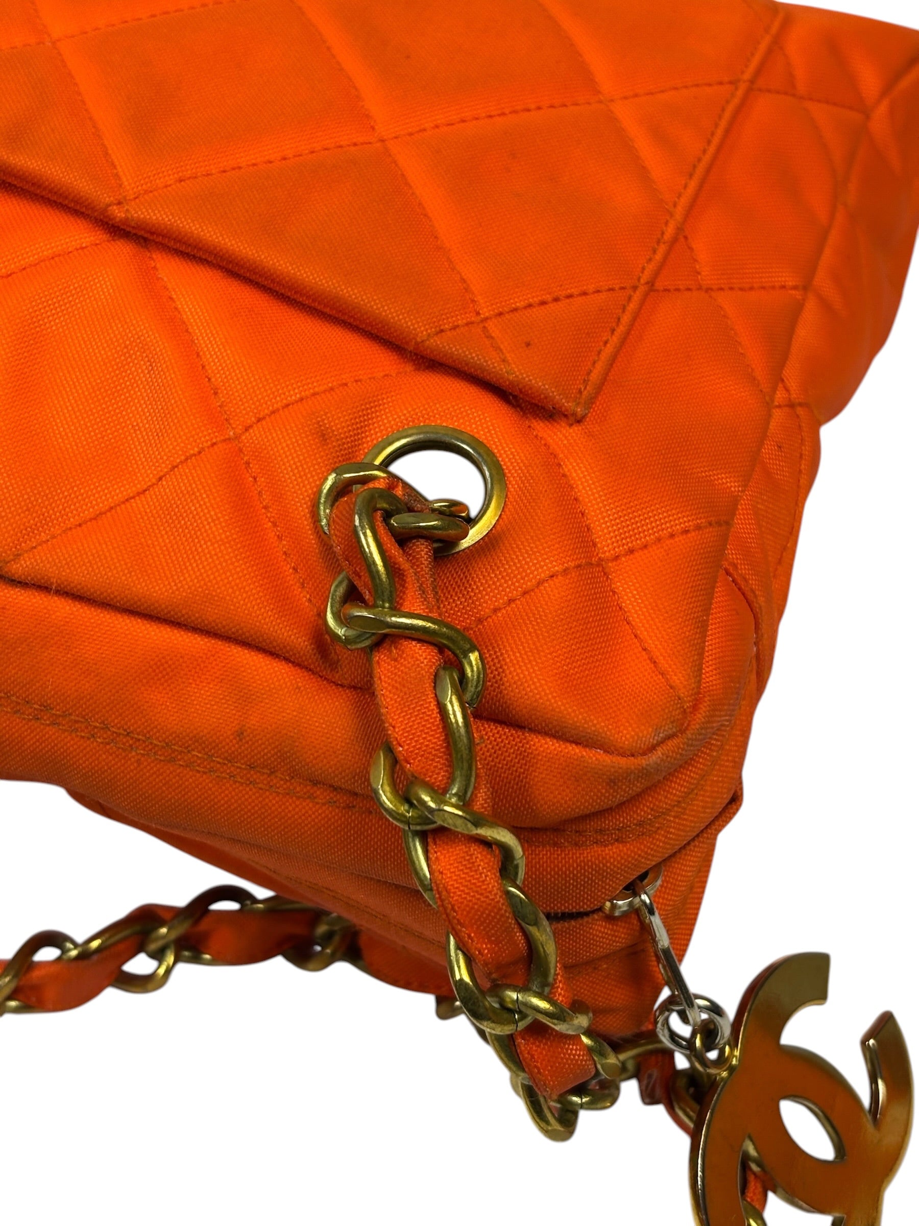 Chanel Orange Quilted Nylon Classic Jersey Camera Bag 2012