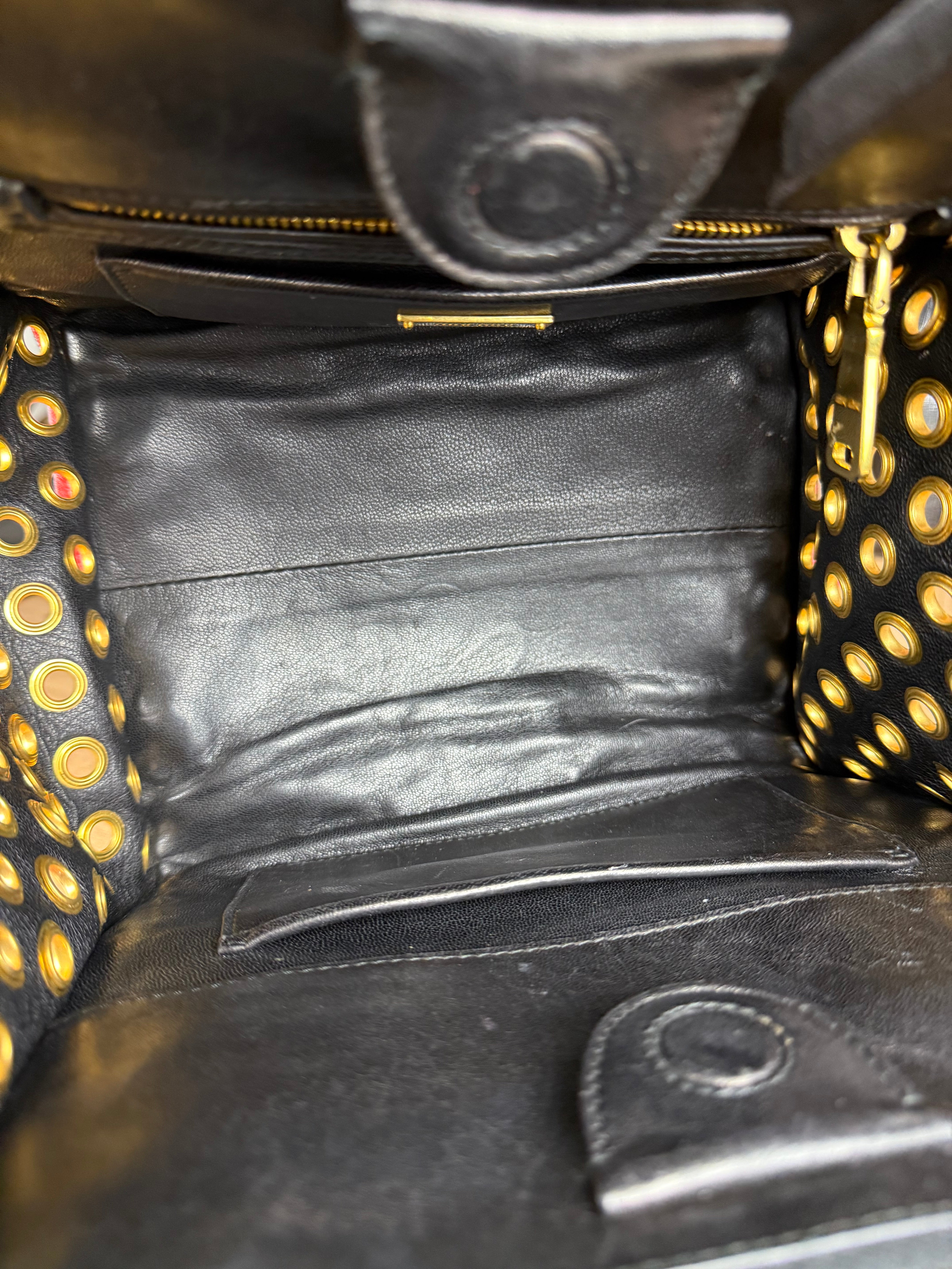 Miu Miu Leather Rings Red Biker Tote