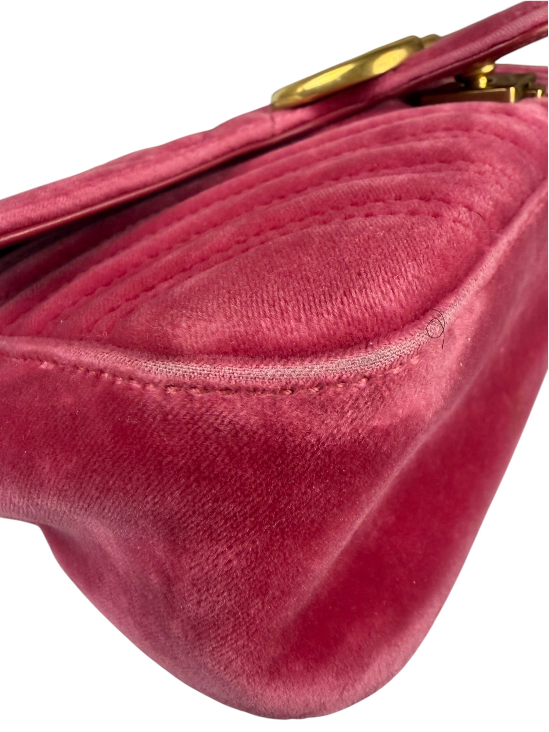 Gucci GG Marmont Matelasse Velvet Small Pink Chain Bag