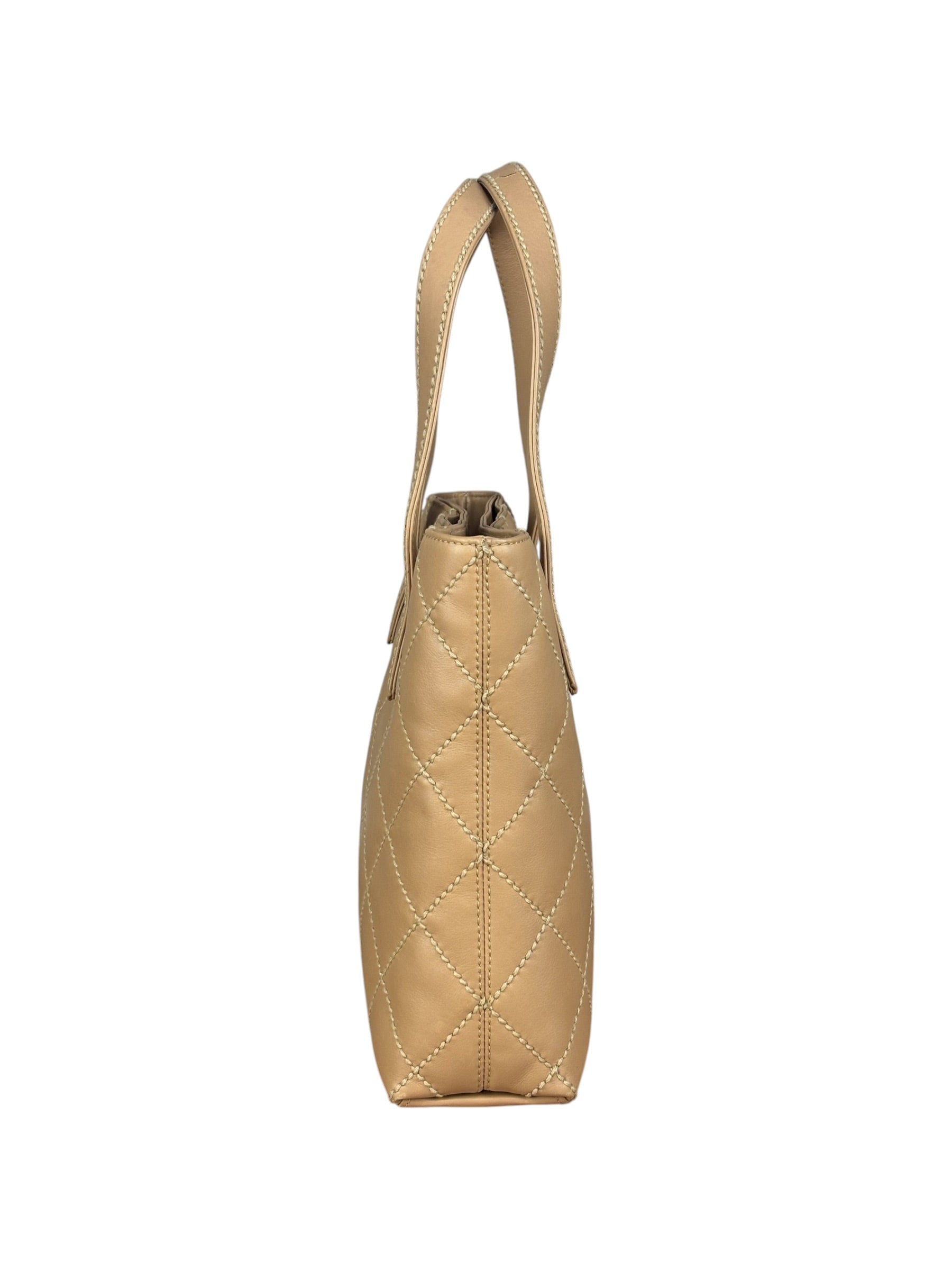 Chanel Vintage Beige Wild Stitch Small Tote Bag 2003
