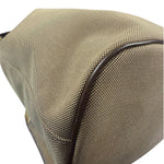 Prada Tan Beige Leather Trim Jaquard Canvas Bucket Bag