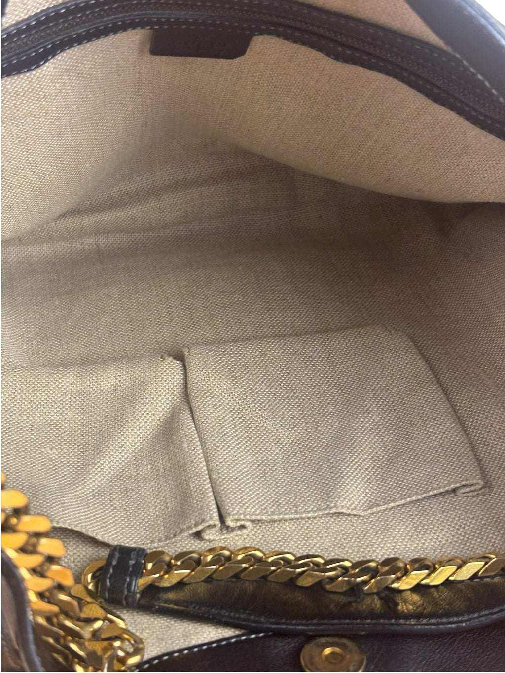 Gucci Black Leather 1970 Chain Hobo Bag