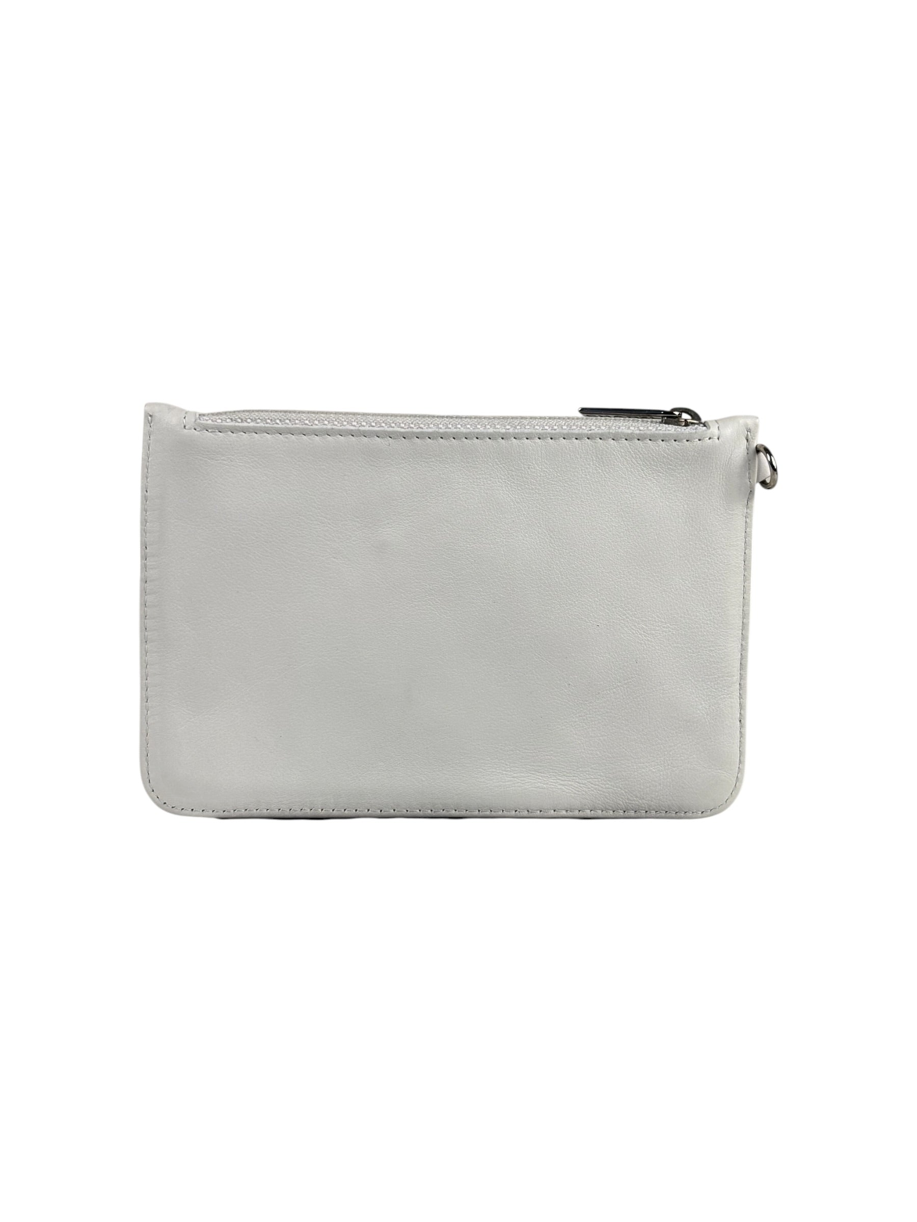 Chanel White CC Leather Wallet Zip Pouch 2004