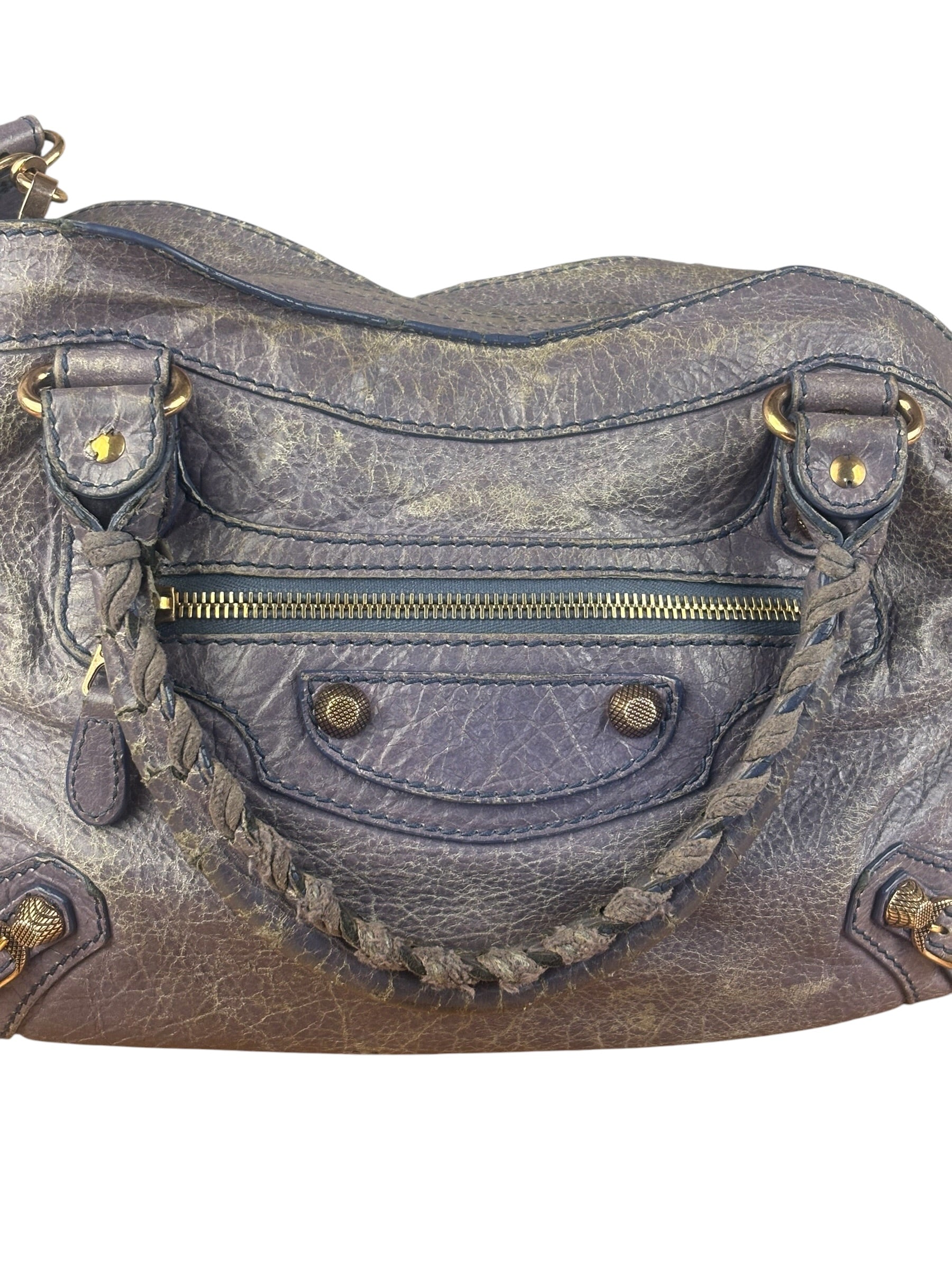 Balenciaga Vintage Distressed Purple Leather City Bag