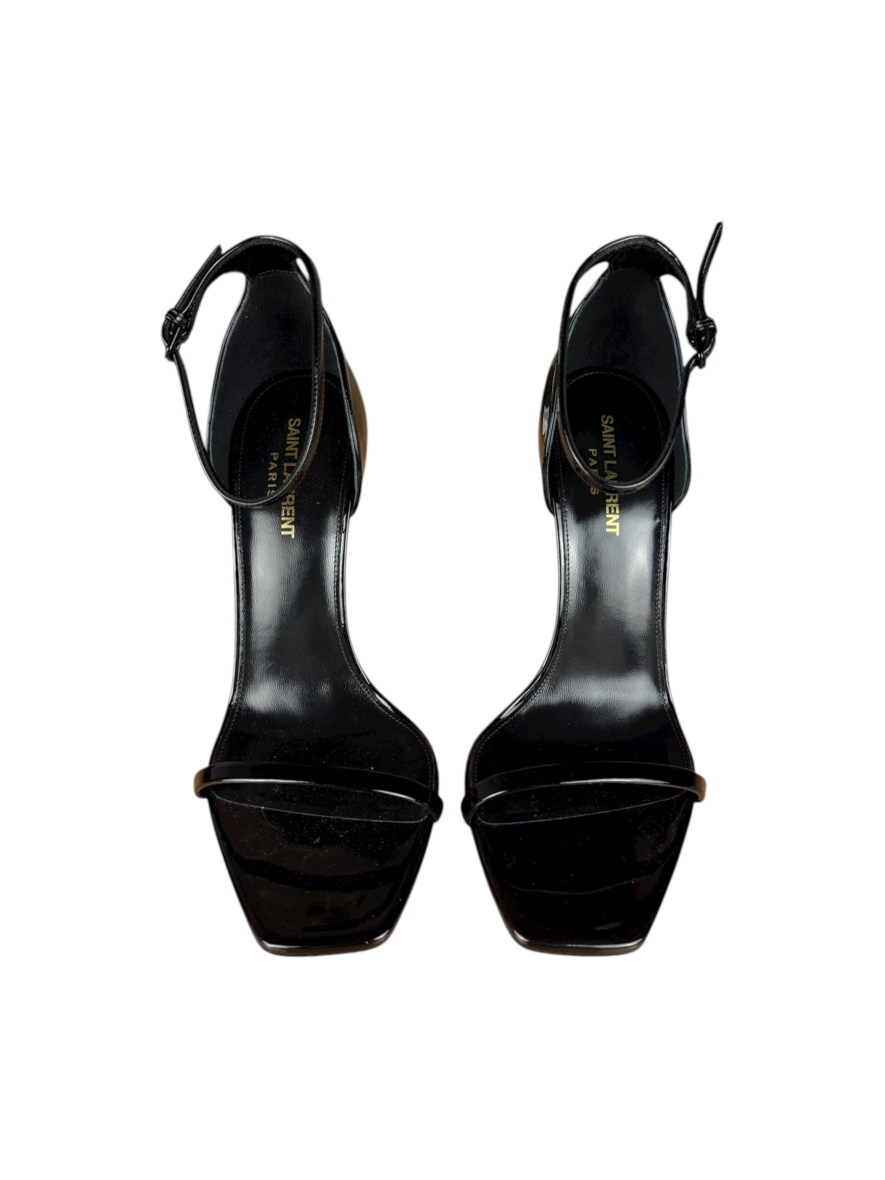 Saint Laurent Glossy Black Logo Heels