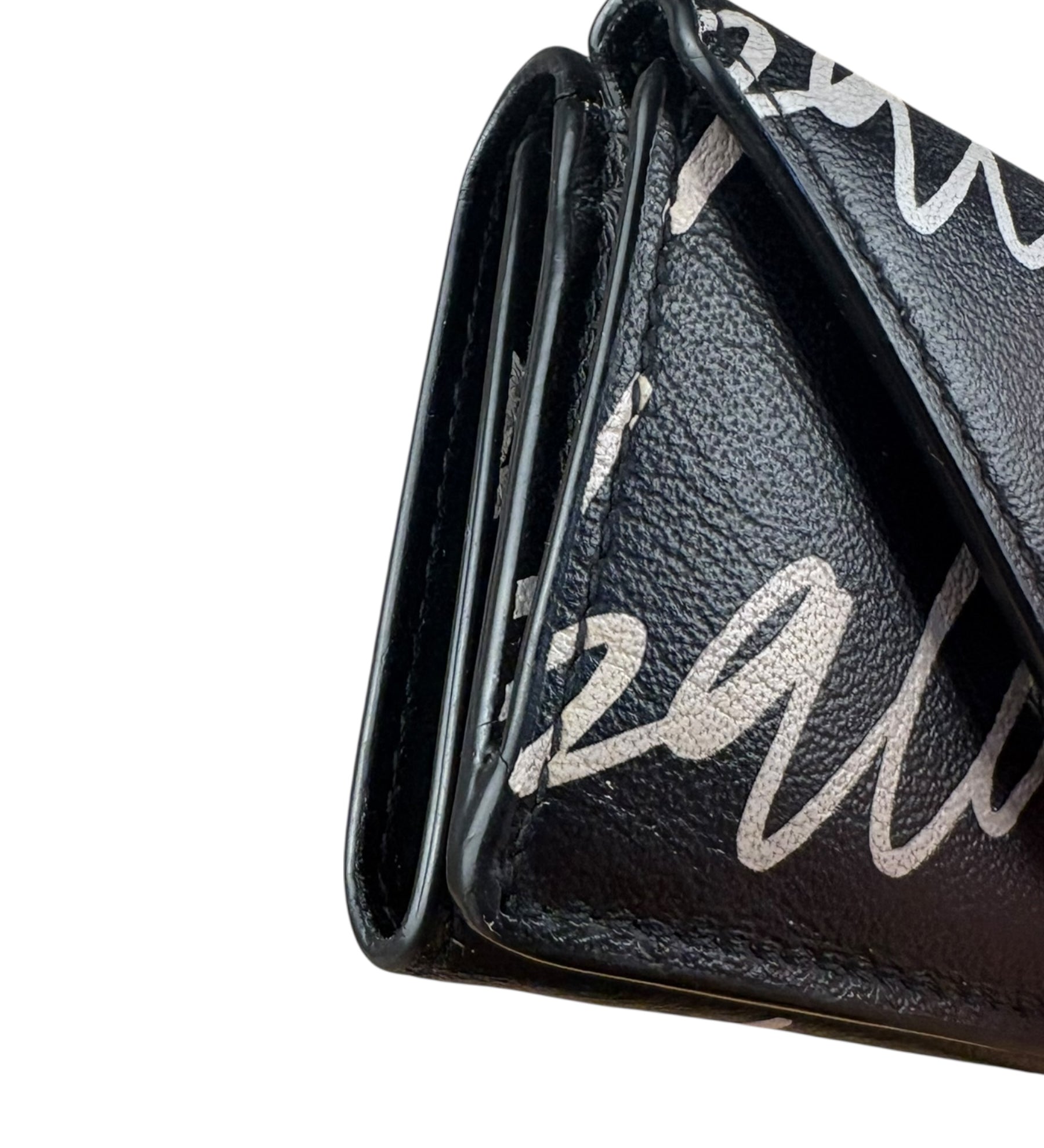 Balenciaga Black Papier Graffiti Trifold Wallet