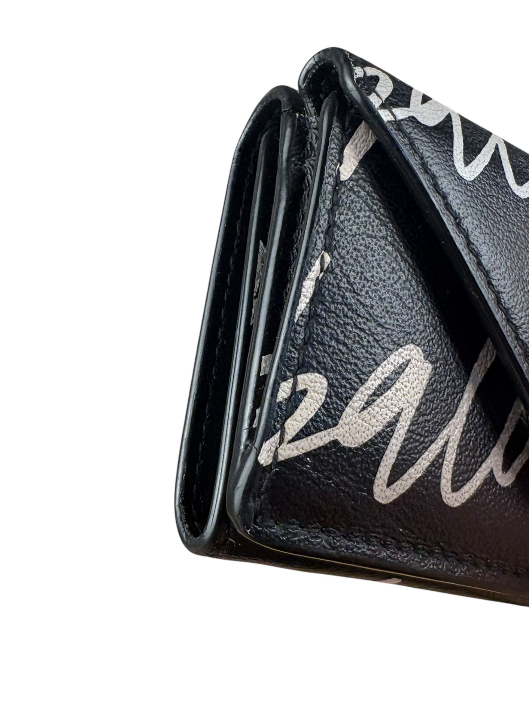 Balenciaga Black Papier Graffiti Trifold Wallet