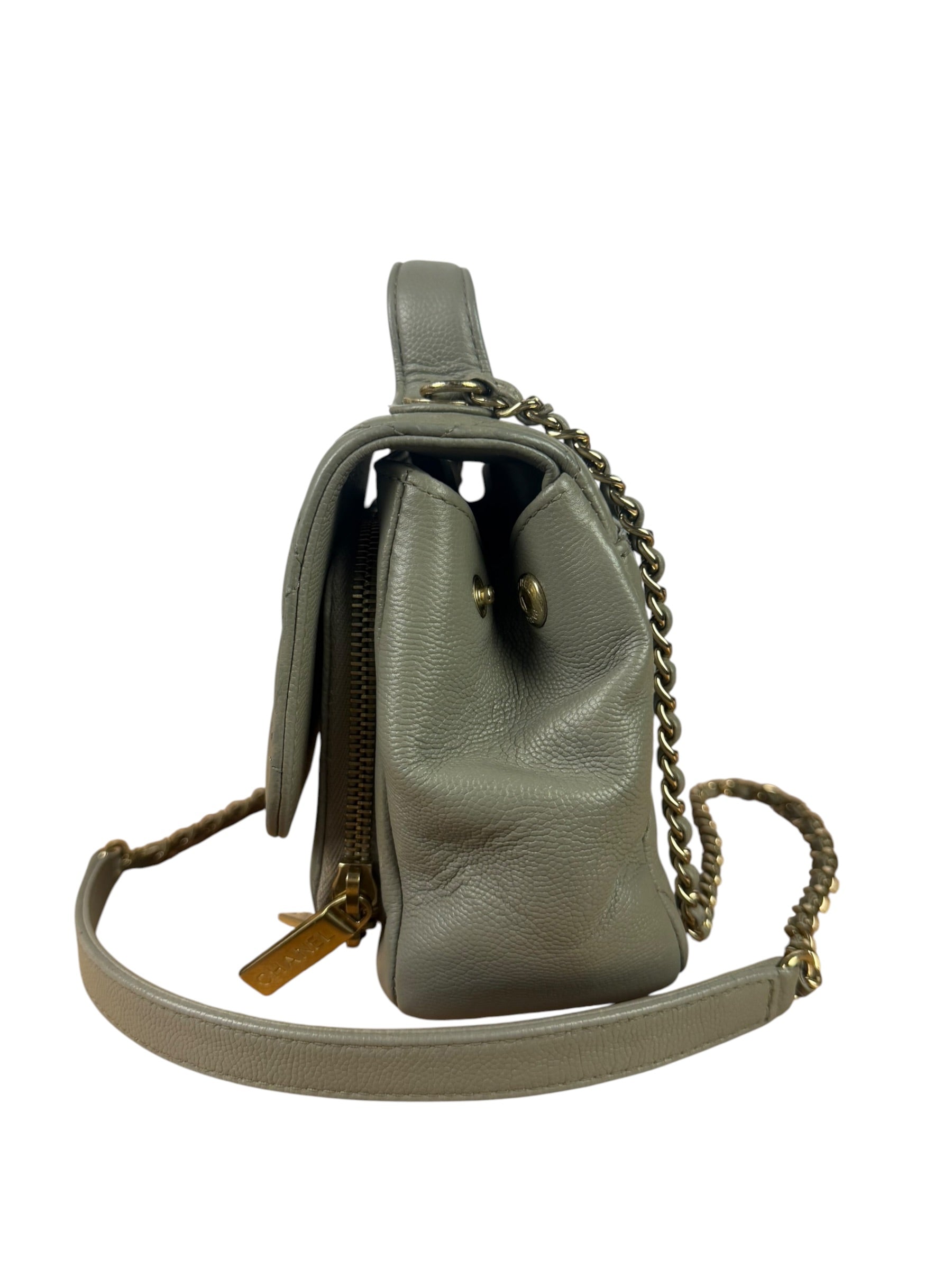 Chanel Grey Quilted Leather Mini Business Affinity Flap Bag 2019