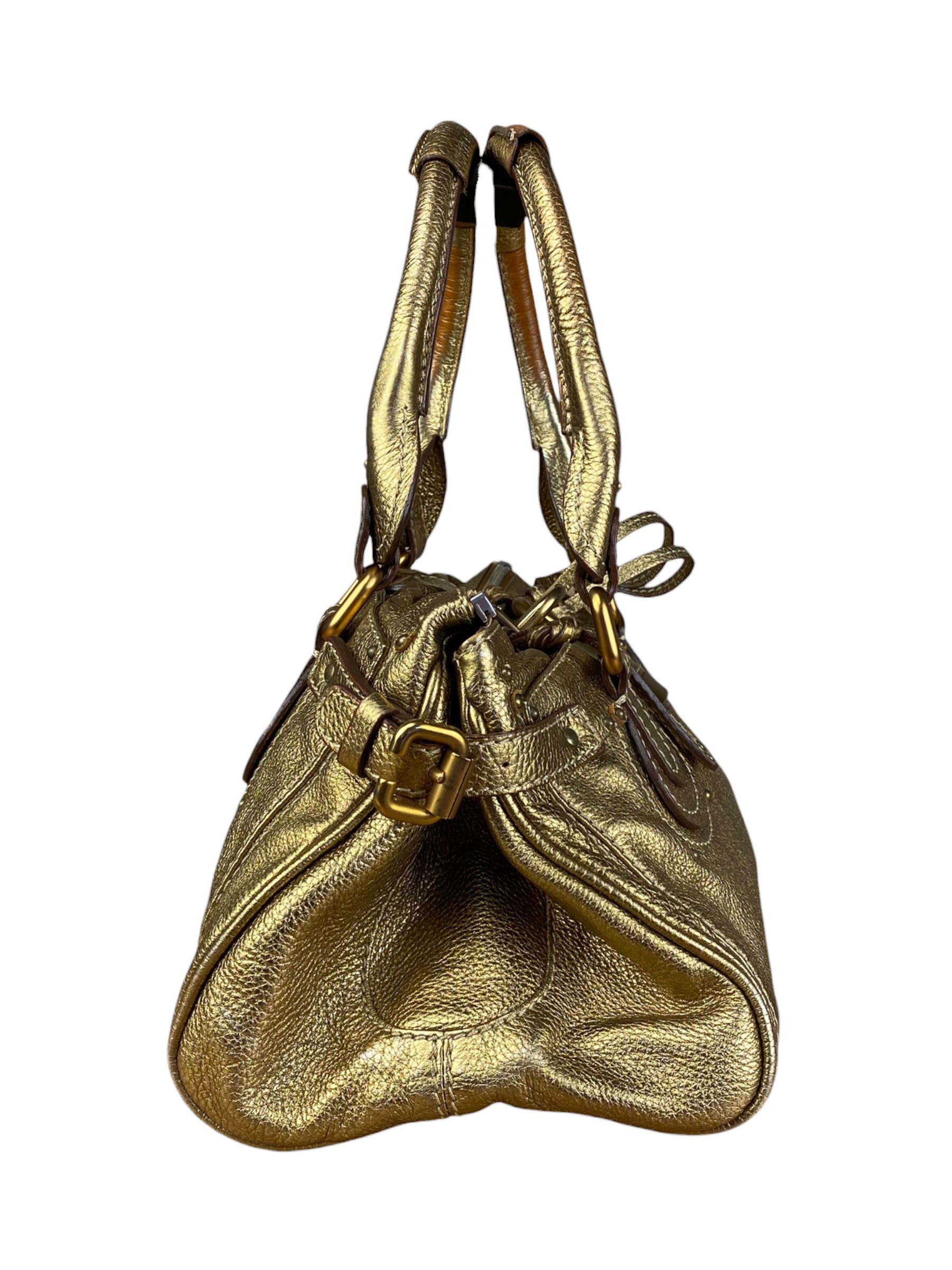 Chloé Vintage Gold Metallic Paddington Bag
