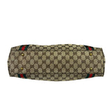 Gucci Vintage Brown Leather Trim Grommet Web Shoulder Bag