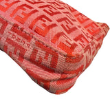 Fendi Pink/Red Zucca Leather Trim Pochette