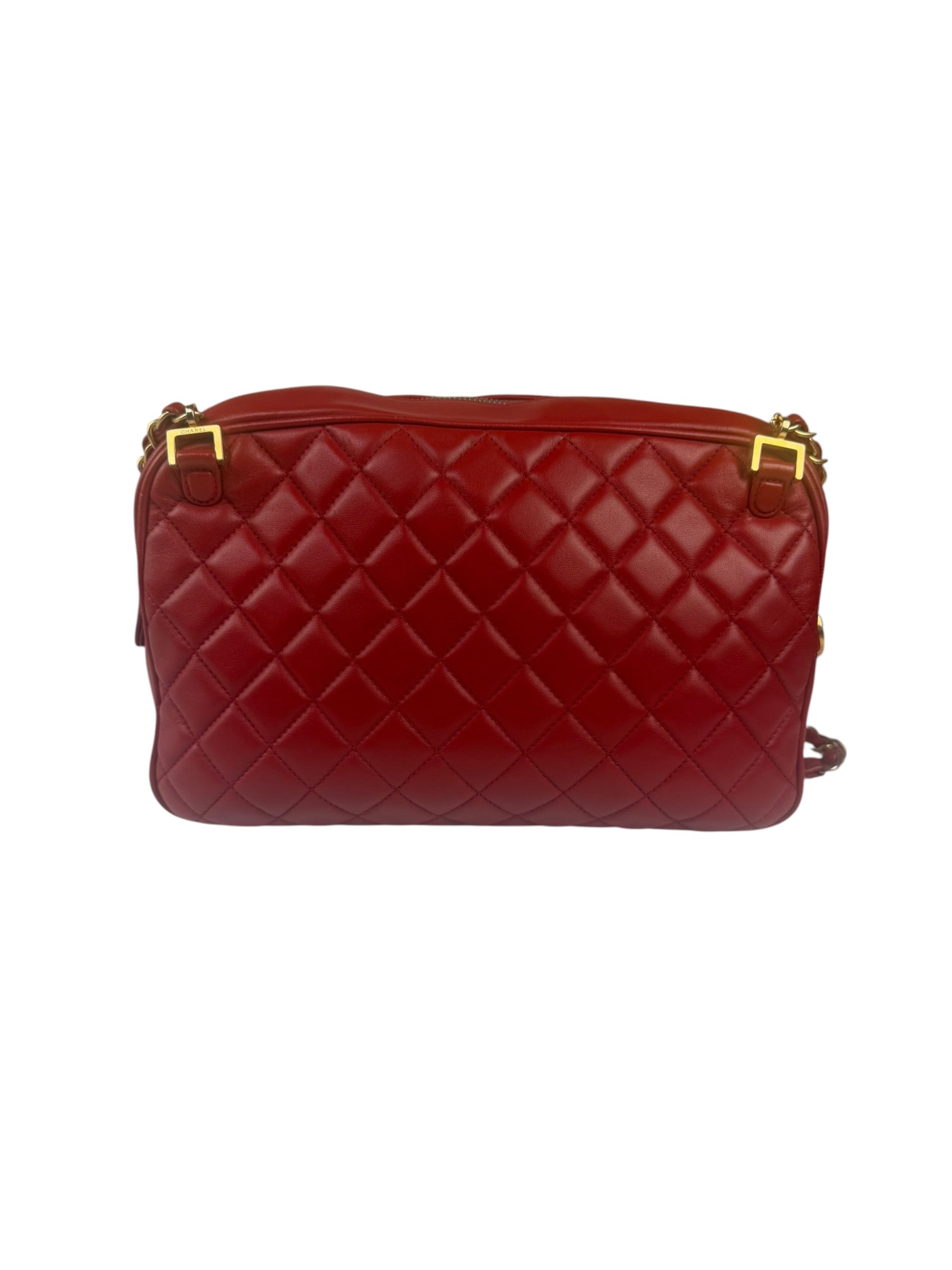 Chanel Red Quilted Leather Camera Bag 2012