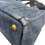 Prada Blue Denim Canapa Logo Tote Bag
