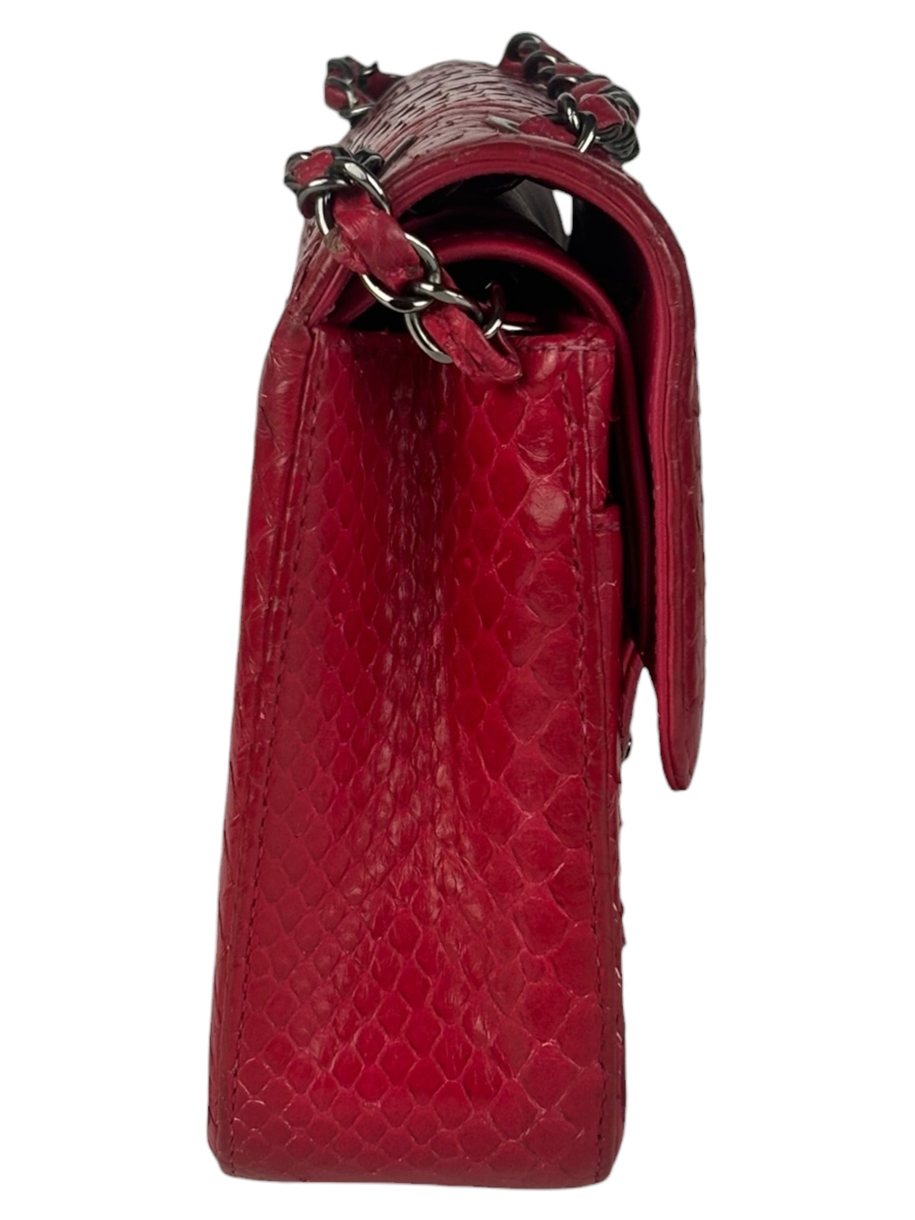 Chanel Classic Double Flap Python Bag Pink 2014