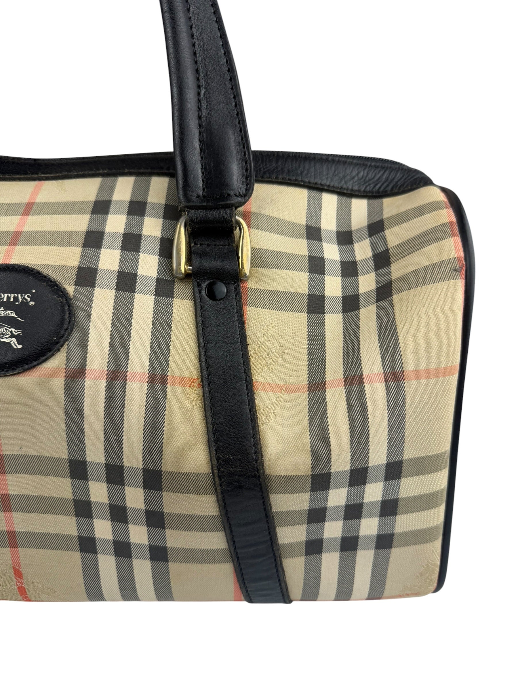 Burberry Vintage Haymarket House Small Boston Bag