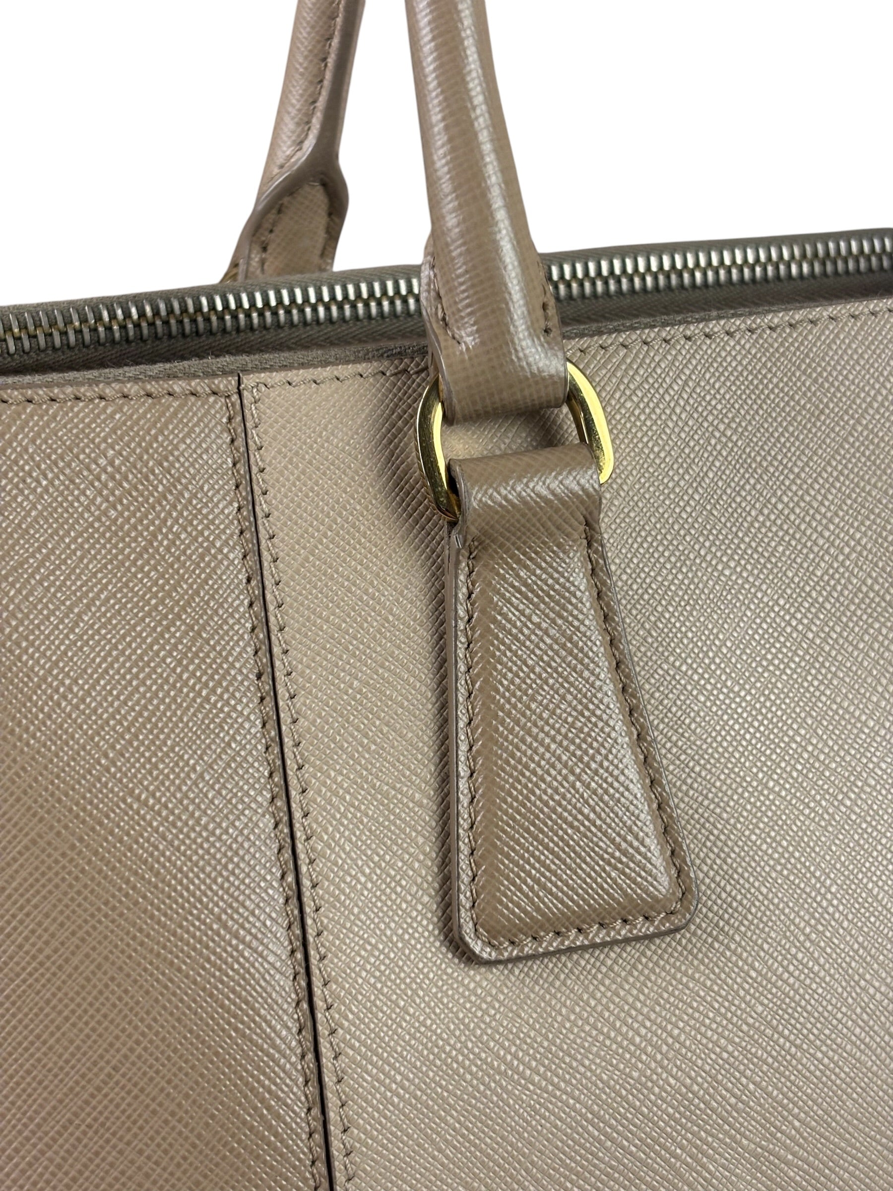 Prada Beige Saffiano Leather Galleria Large Shoulder Bag