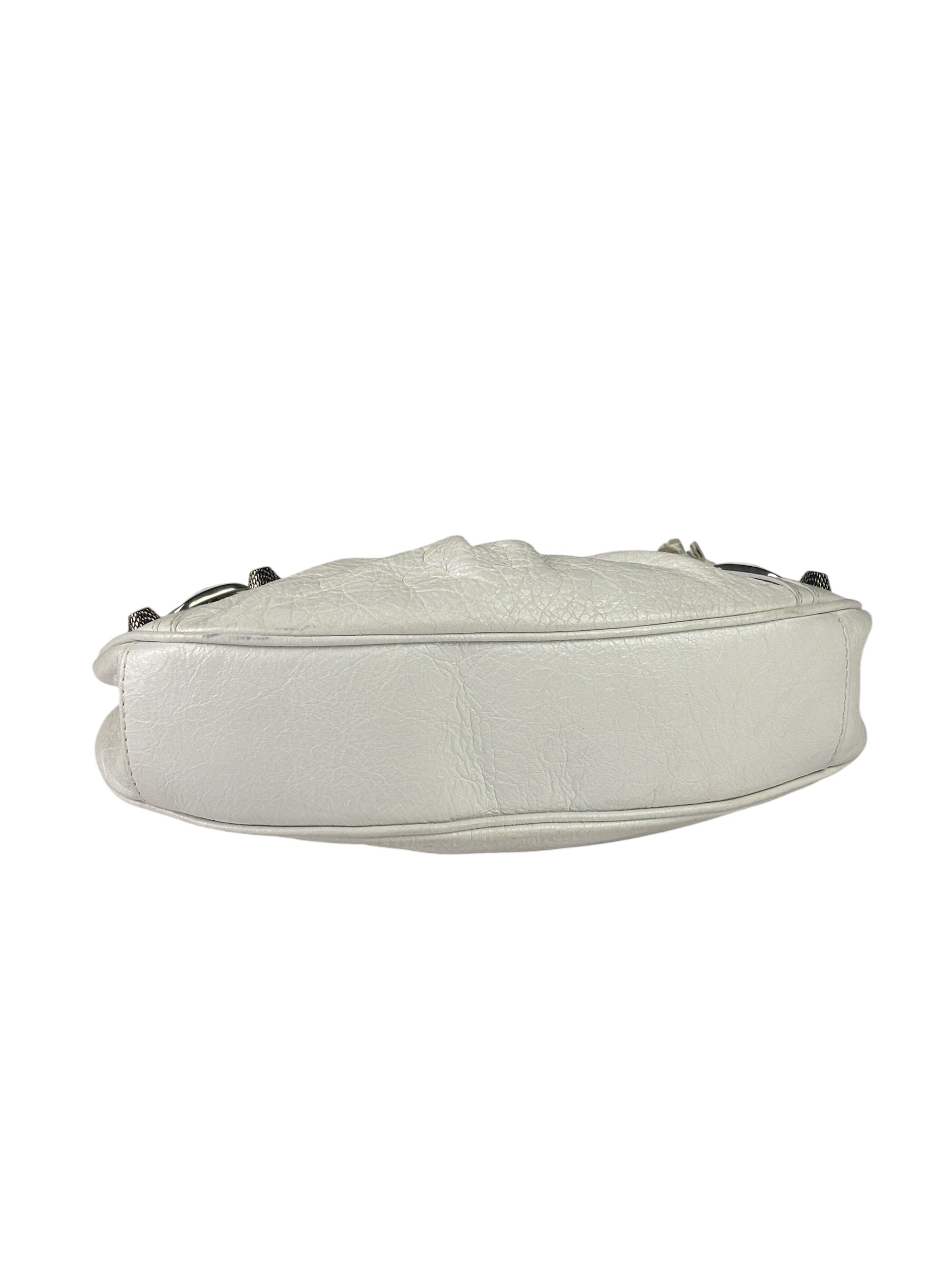 Balenciaga White Lambskin Le Cagole Shoulder Bag