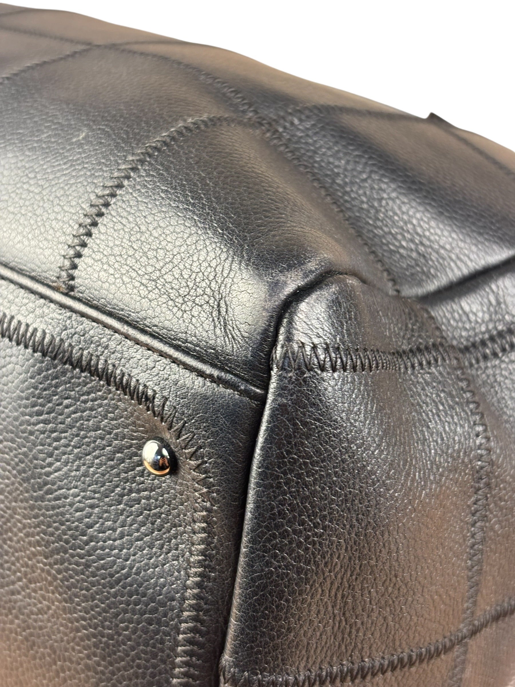 Chanel Black Chocolate Bar Bowling Hand Bag - 2003