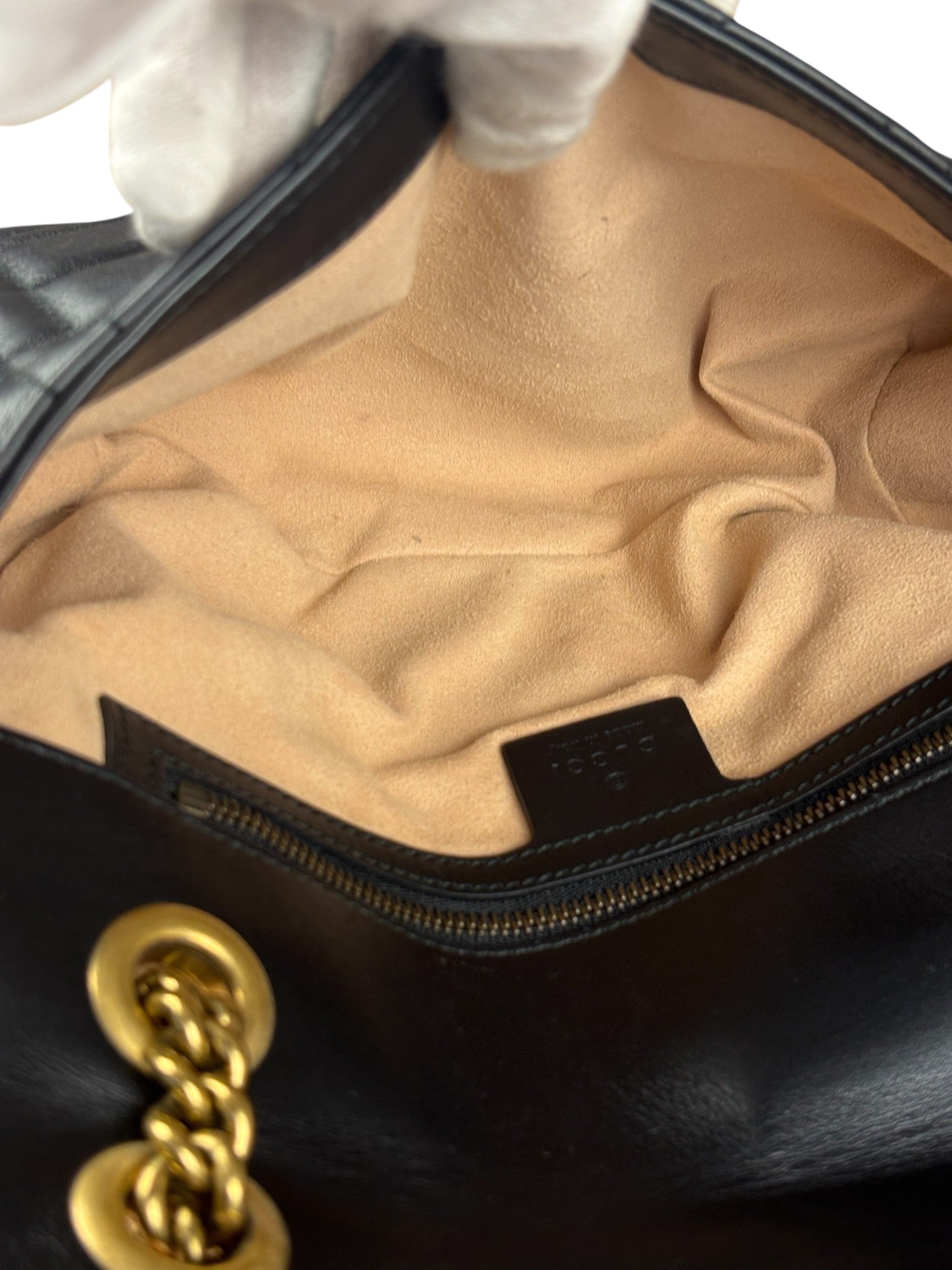 Gucci Black Pearly GG Marmont Flap Bag