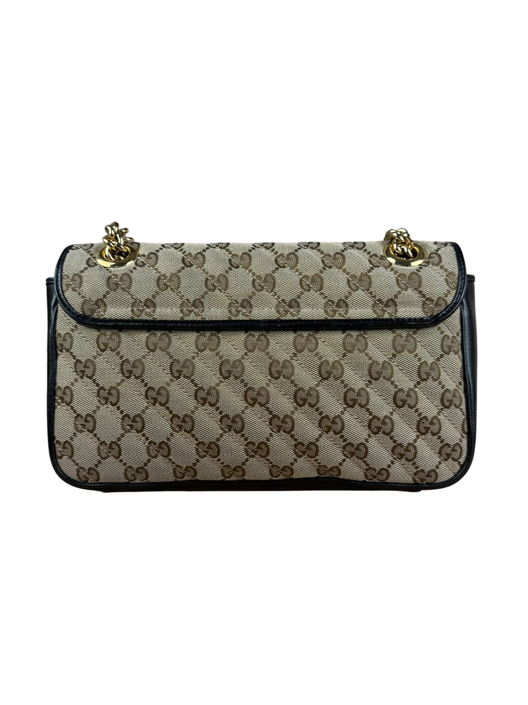 Gucci Beige/Black GG Marmont Shoulder Bag
