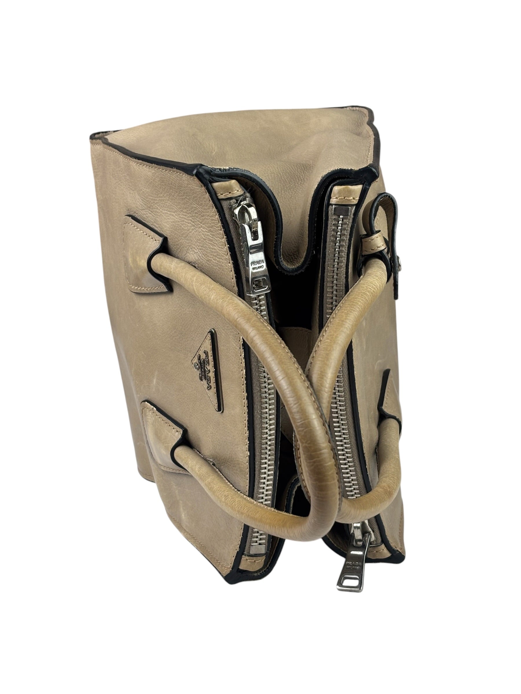 Prada Beige Glace Calf Twin Tote
