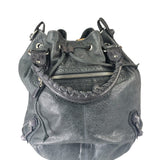 Balenciaga Grey Lambskin Giant Brogues Pompom Two-Way Bag