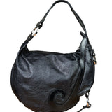 Fendi Vintage Black Leather Oyster Hobo Bag
