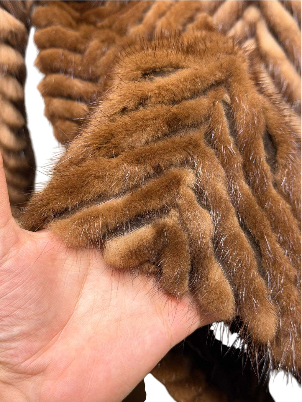 Vintage Hazel Brown Chevron Mink Fur Coat