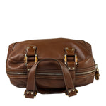 Gucci Tan Brown Leather Bamboo Handle Boston Bag