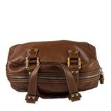 Gucci Tan Brown Leather Bamboo Handle Boston Bag