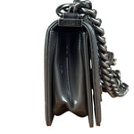 Chanel Gray Patent Leather Boy Flap Shoulder Bag