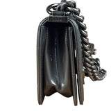 Chanel Gray Patent Leather Boy Flap Shoulder Bag