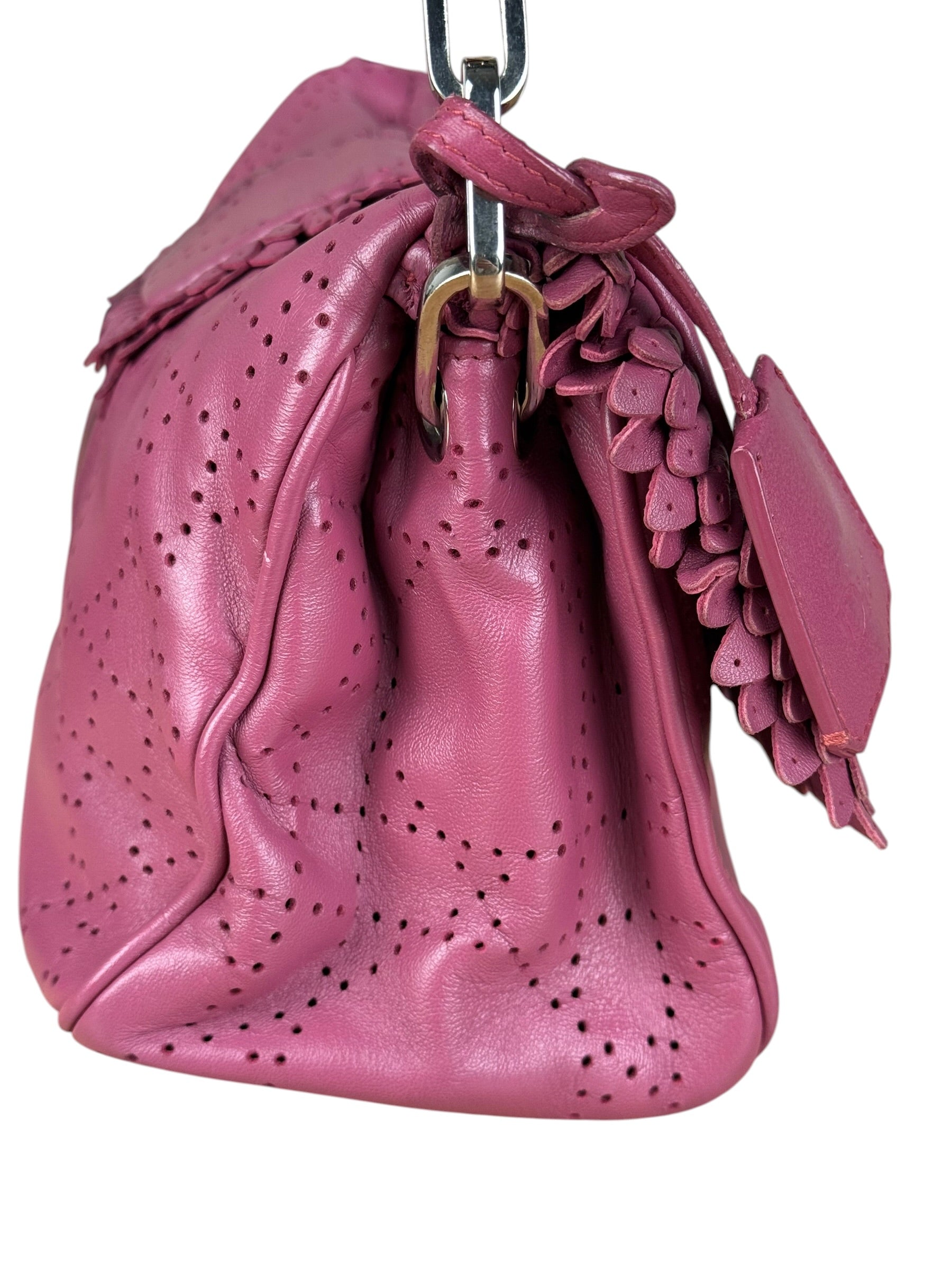 Christian Dior Purple Ruffle Leather New Lock Flap Bag