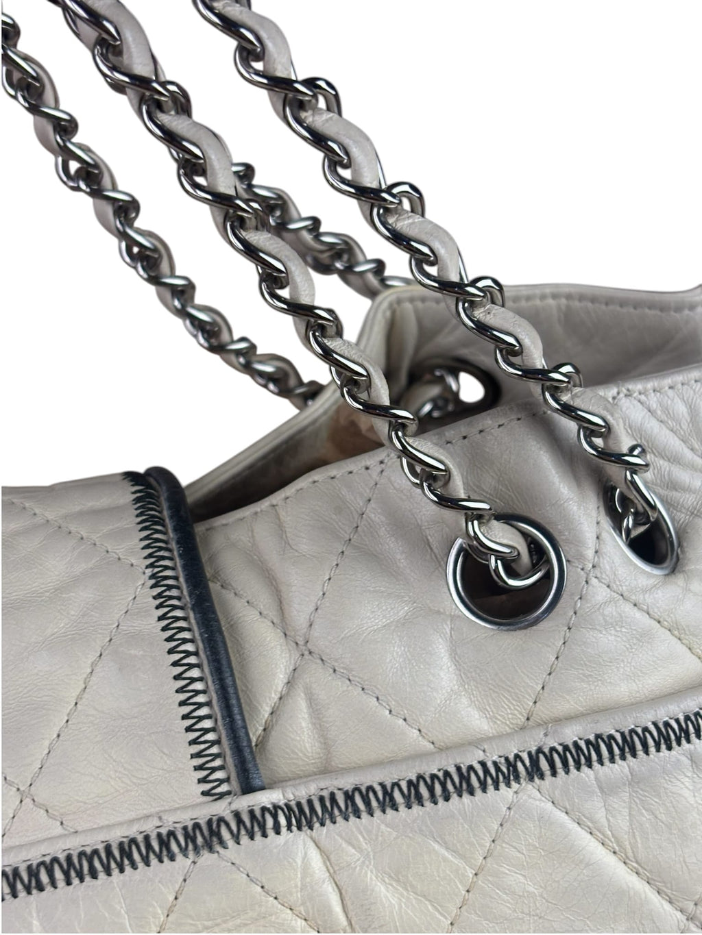 Chanel Cream Quilted Lambskin East/West Reissue Tote 2008