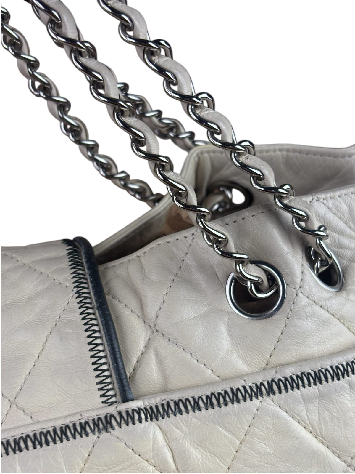 Chanel Cream Quilted Lambskin East/West Reissue Tote 2008