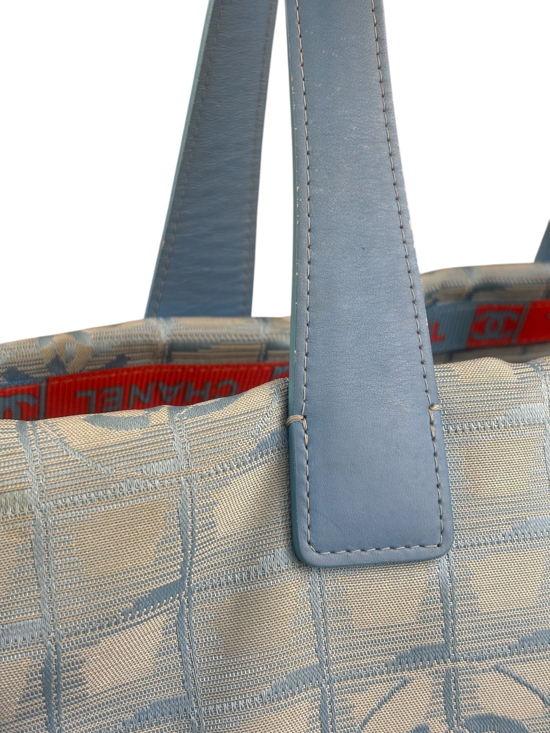 Chanel Blue Leather Trim New Travel Tote Bag 2002