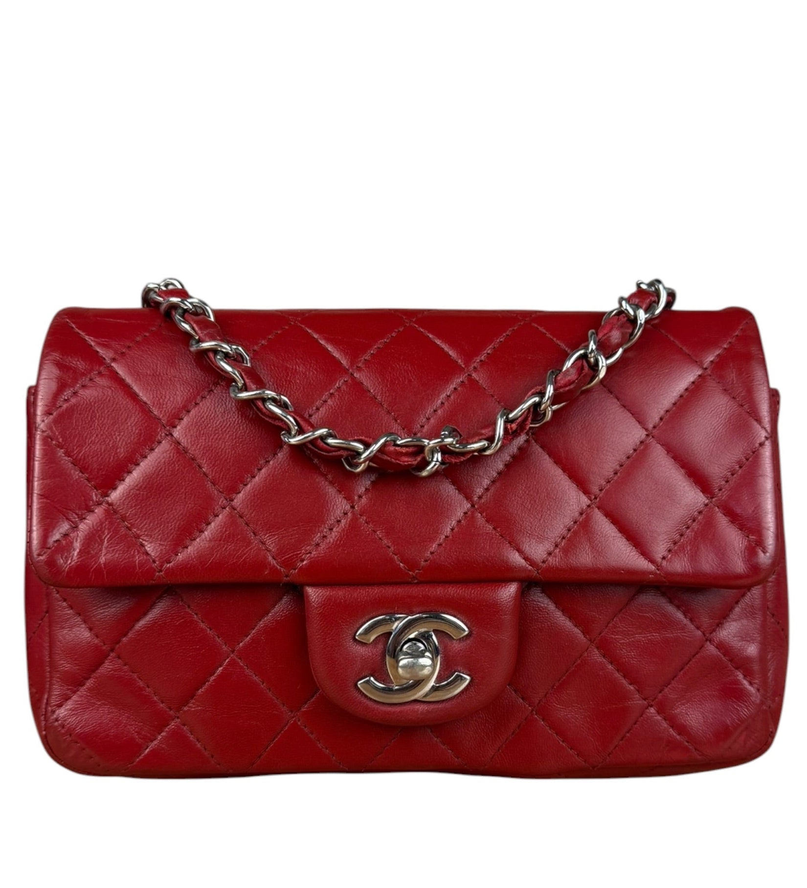 Chanel Red Quilted Leather Classic Mini Flap Bag 2012