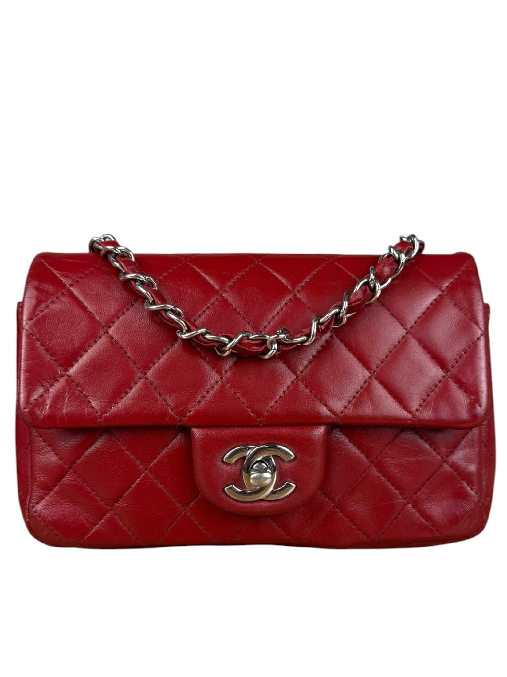 Chanel Red Quilted Leather Classic Mini Flap Bag 2012