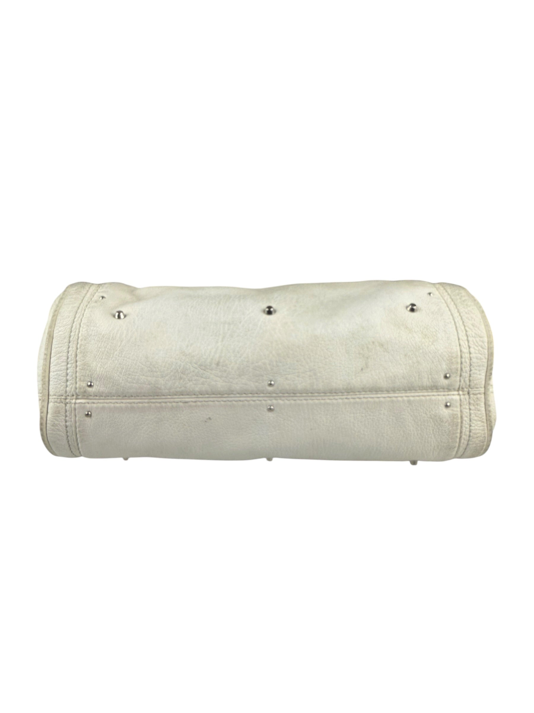 Chloé White Leather Paddington Handbag (Repainted)