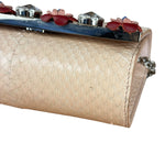 Fendi Pink Python Flower Studded Mini Chain Shoulder Bag