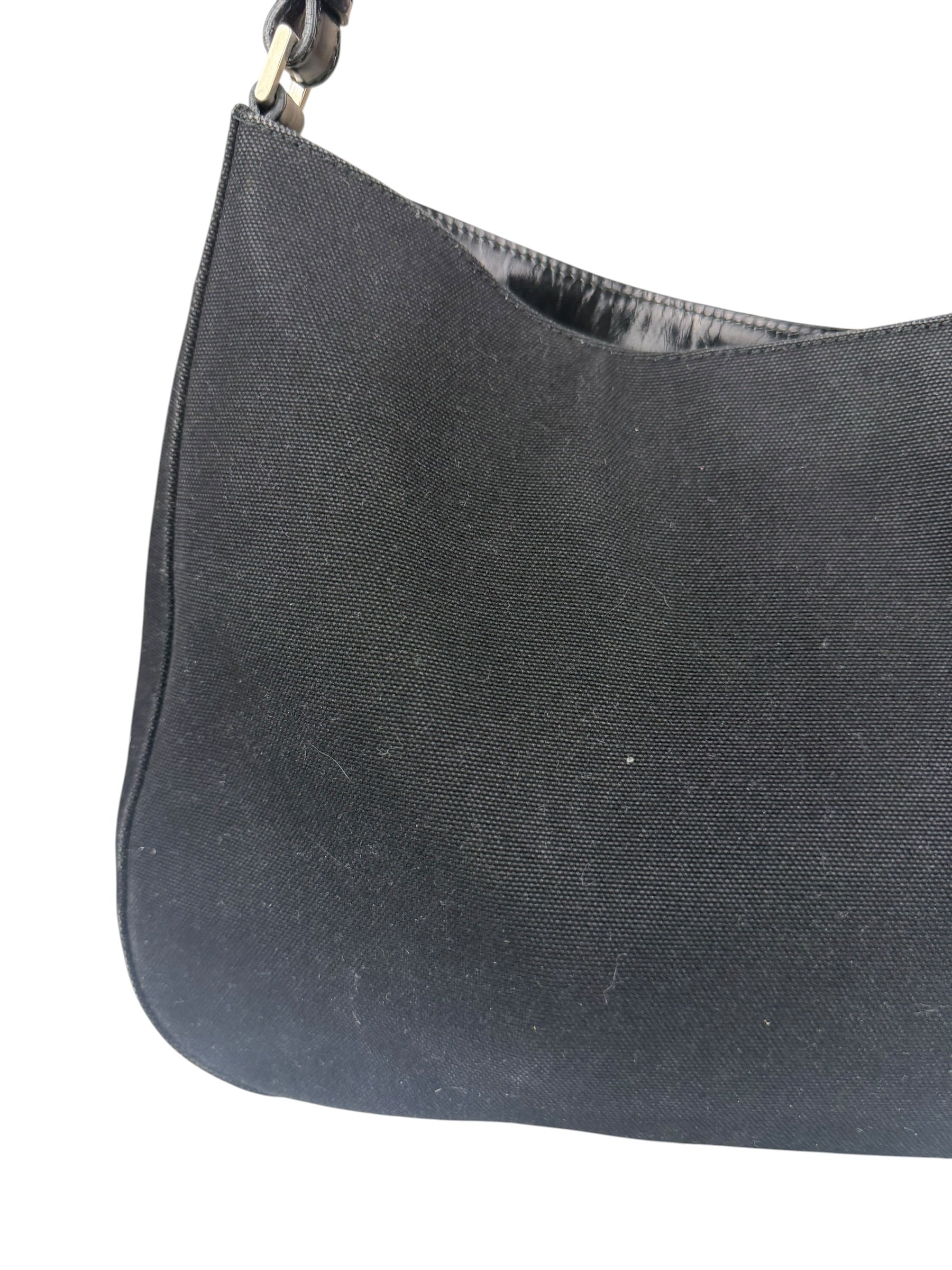 Prada Vintage Black Canvas Shoulder Bag